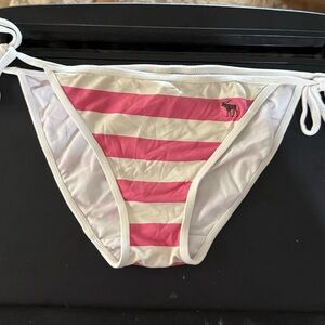 Abercrombie & Fitch Pink and White Striped Bikini Bottom